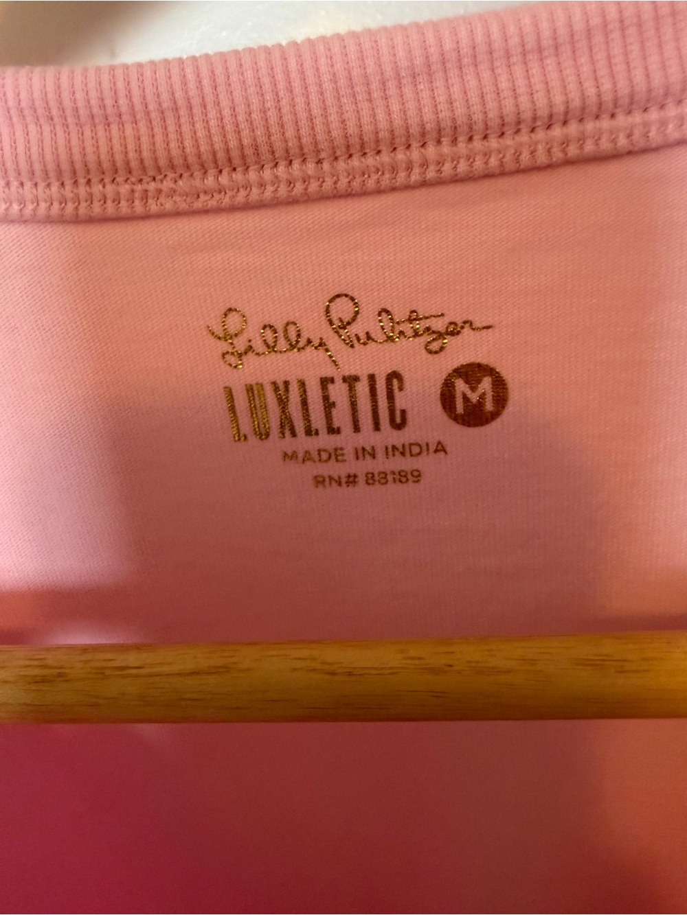 Lilly Pulitzer Luxletic Rally Tee Peony Pink tennis logo. Medium - Picture 6 of 7